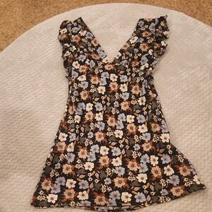 Altar'd State Floral Dress with Blue and Brown Accents